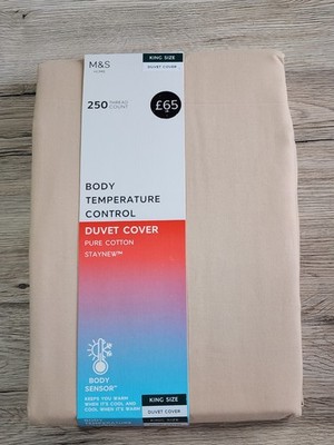 Beigefarbener Bettbezug 250 Fadenzahl UK-Größe King Size von M&S neu mit Etikett