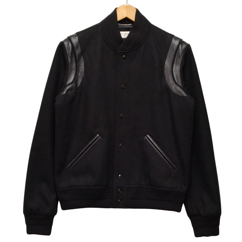Saint Laurent Teddy Jacket Varsity nero taglia 48 lunghezza 24 0 16 5 in shoul