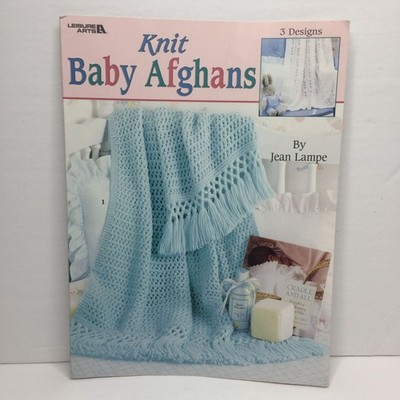 Leisure Arts Crochet Knit Baby Afghans Pattern Book Jean Lampe 3 Designs