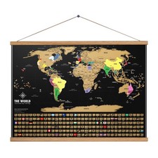 Framed Scratch Off World Map Poster, Travel Tracker Map, 24" X 17"