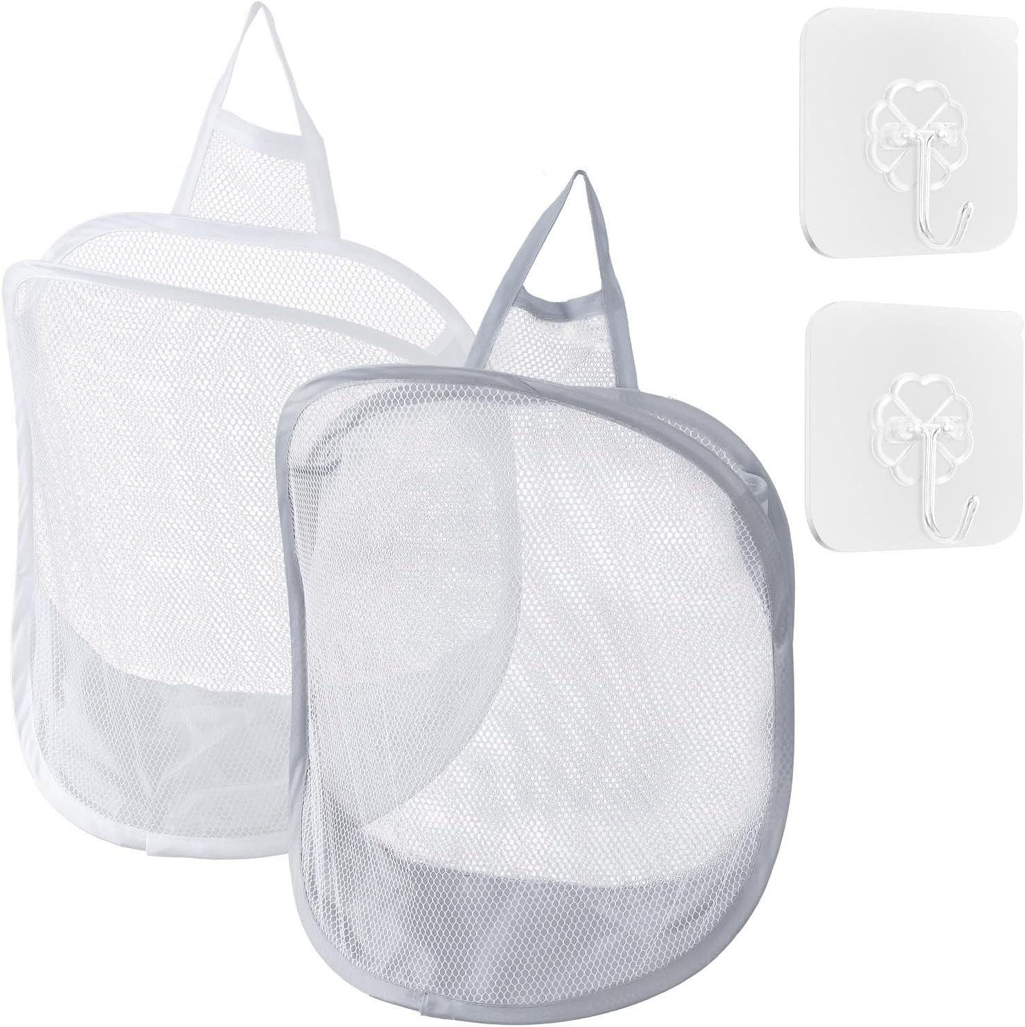2 Pcs Small Hanging Laundry Bag Foldable Mesh Laundry Basket Portable Hanging