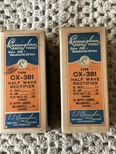 2 Cunningham CX-381 Half Wave Rectifier Tubes 1 Test 80 1 Test 62 in Boxes