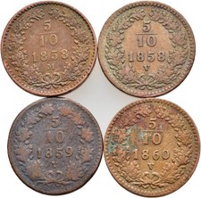 Fitz Empire Austria Lot 5/10 Kreuzer 1858 V, M, 1859 V, 1860 V °DMN152