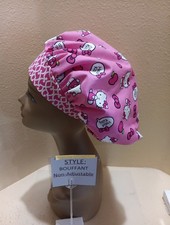 Hellow Kitty Apples  Bows Women's Bouffant Surgical Scrub Hat/Cap Handmade