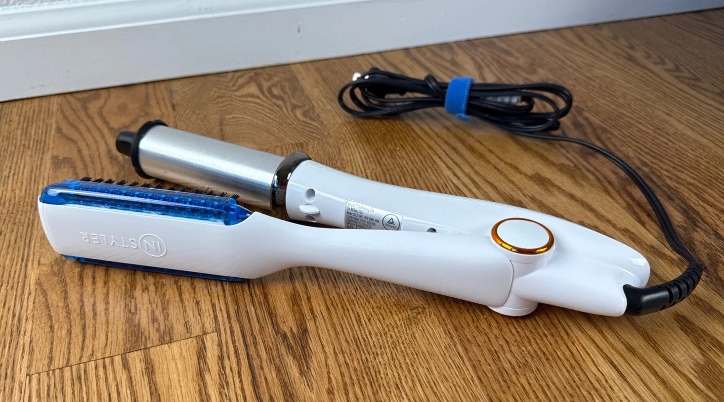 InStyler Wet to Dry Rotating Curling Iron Brush IS2.2-1001 Blue 1.25" TESTED