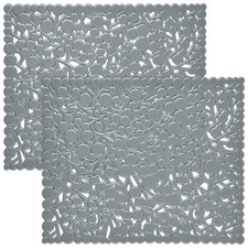 2 PCS Gray 12.6x10.5" PVC Kitchen Sink Mat Bottom Protector Dish Drying Pad