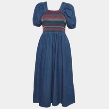 Stella McCartney Blue Smocking Detail Chambray Dress 12 Yrs