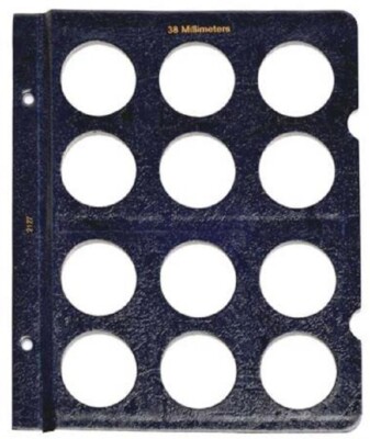 Whitman Album Blank Page 2127 Blue For 38mm Large Dollar Coins / Medals 12 Slots