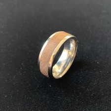 8mm Stainless Steel Band with Natural Walnut Wood Inlay Comfort Fit SZ 10