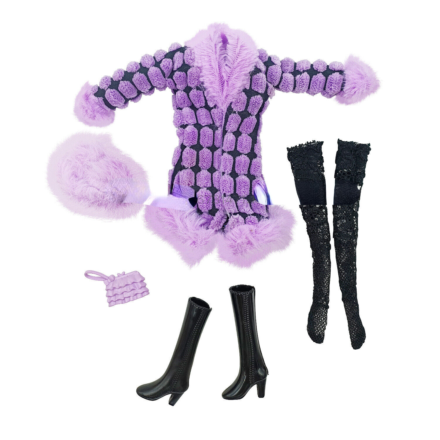 Abrigo púrpura de invierno estilo dama con trajes para conjunto de ropa de muñeca de 11,5