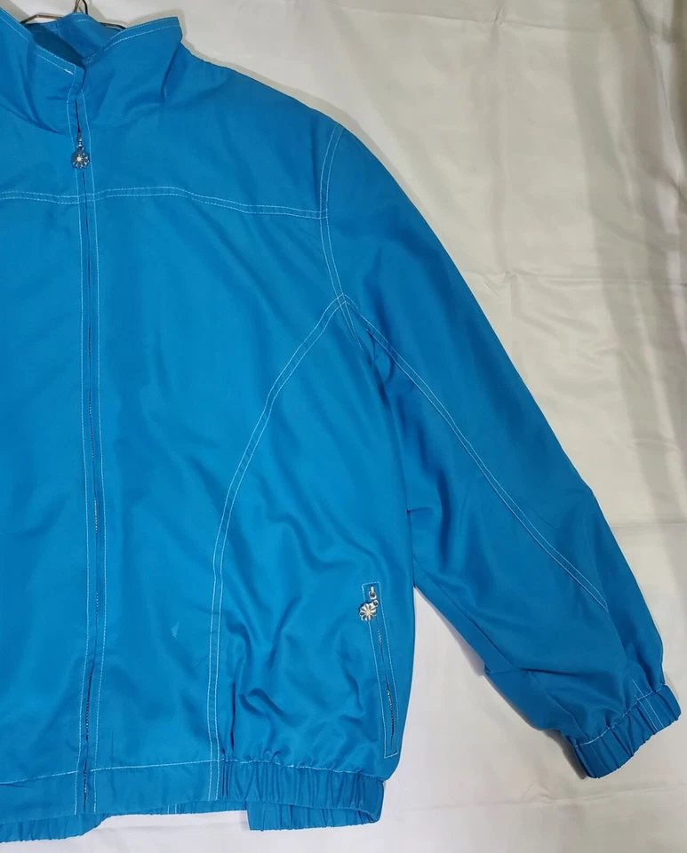 Jaqueta feminina vintage Alfred Dunner azul manga longa concha macia com zíper tamanho XL - Imagem 3 de 4