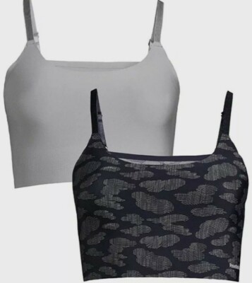 NIP Reebok Women's Bonded Stay Put Bralette, 2 Pack - Size Large/Low Impact 