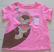Toddler Girls Dot & Zazz Cotton Candy Pink Otter T Shirt 4T