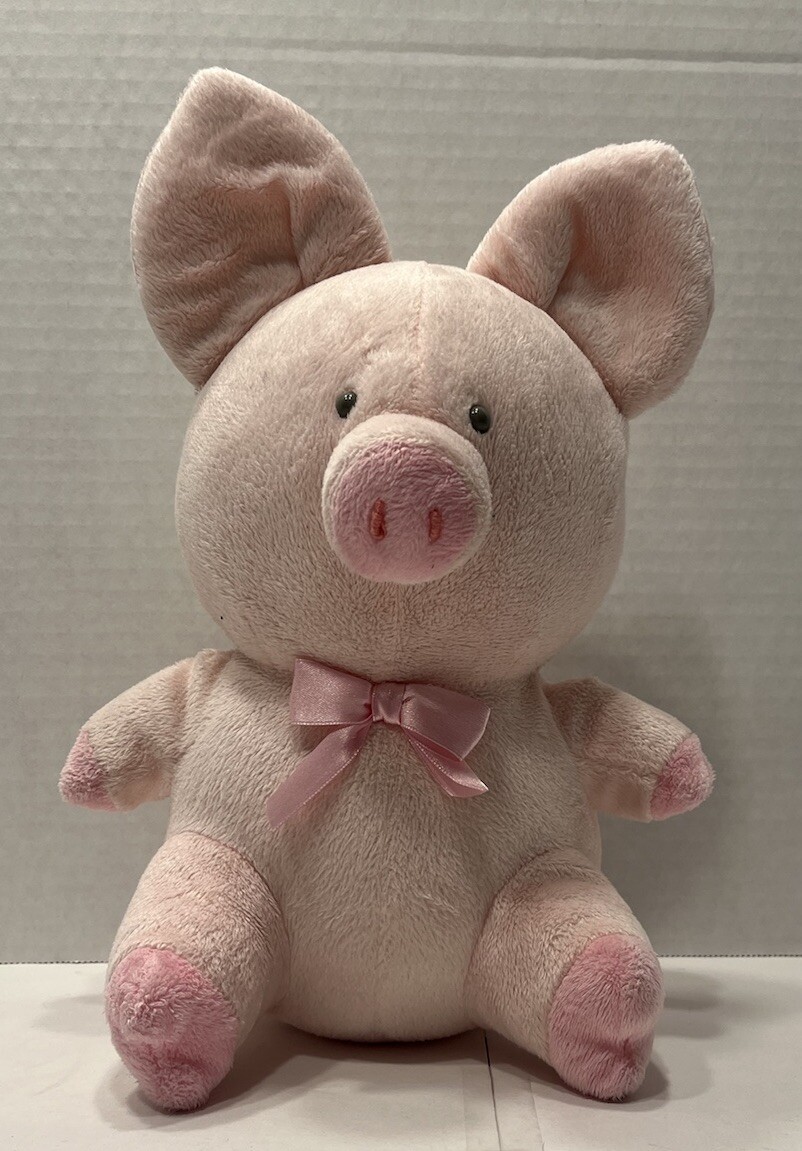 Sanrio Nakajima Zashikibuta Plush Pink Pig With Pink Satin Bow 11
