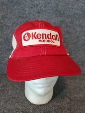 Vintage Kendall Motor Oil Snapback Hat Red White