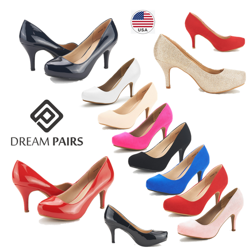 DREAM PAIRS Women Low Stilettos Heel 