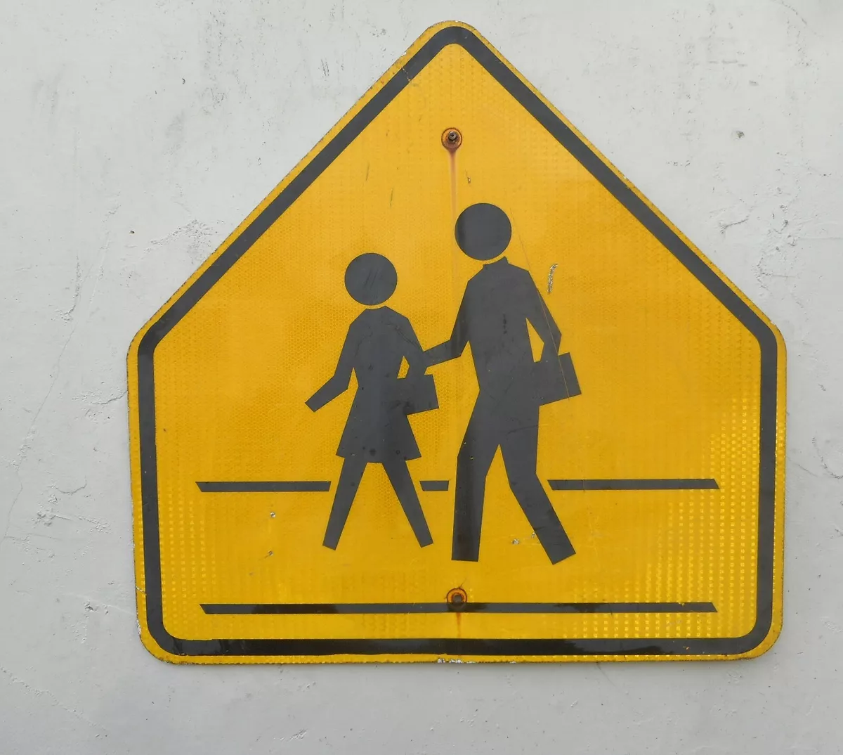 Authentic Vintage Metal Retired Yellow School Crossing Pedestrian