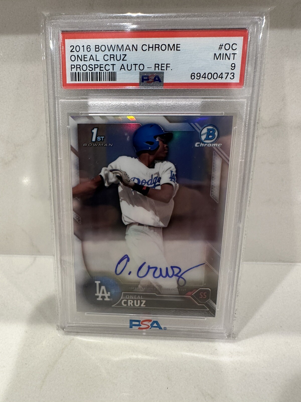 Oneil Cruz 2016 Bowman Chrome 1st Bowman Auto Refractor SP /499 PSA 9 Mint Nice!