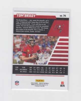 2022 Panini Zenith Tom Brady Red Zone Parallel No. 74 Bucs | eBay