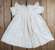 Vintage Antique Childs Victorian Baby Christening Gown Dress Lace 1850s Antique