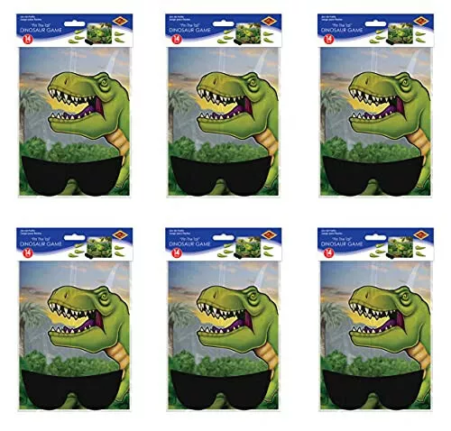 Beistle 6 Piece Pin The Tail On The Dinosaur Birthday Party Games