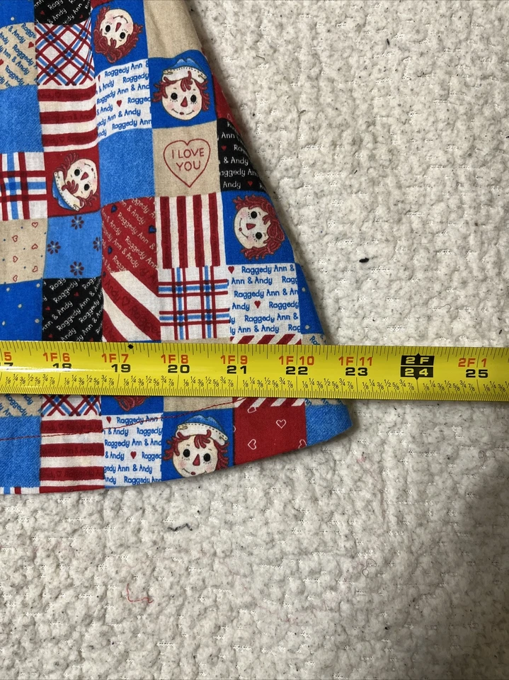 Vestido camisero manga larga Raggedy Ann and Andy de los años 80 hecho a mano nuevo sin etiquetas 2-3T. Foto 4 de 4