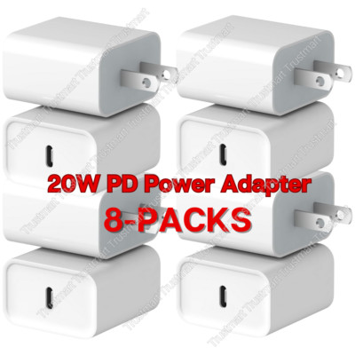 8Pack Fast Charger 20W PD Power Adapter for iPhone 11 Pro Max 12 13 15 XR XS Lot