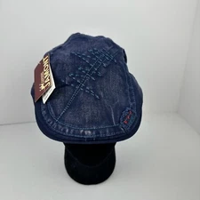 Jamont Hat Mens Adjustable Blue Denim Beret Flat Cap Cotton Newsboy New W Tags