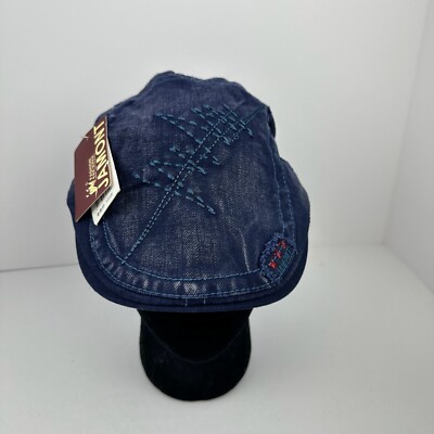 Jamont Hat Mens Adjustable Blue Denim Beret Flat Cap Cotton Newsboy New W  Tags