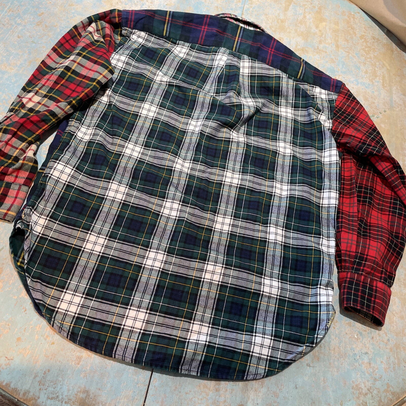 80 rare Polo Ralph Lauren Patchwork flannel crest emblem button up shirt top image 9
