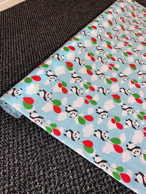 1 mtr Rose und Hubble Himmelblau Panda Druck Poly Baumwollstoff... 45'' breit