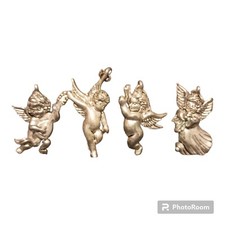 Set Of 4 Angel Pendants Charms Silver Toned