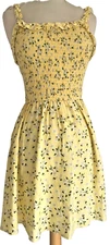 Yellow Floral Dress, M Smocked Tank Ruffle Mini Cotton Blend J for Justify Tween