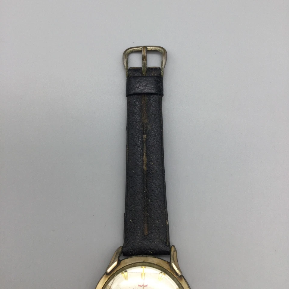 Vintage Waltham 65 Watch Men 35mm 10K Rolled Gold Leather Automatic Self Wind - Image 3 of 4