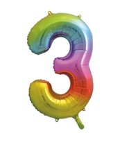 Number 3 Rainbow 34'' Balloon Birthday Party Decorations Supplies 3rd Birthday