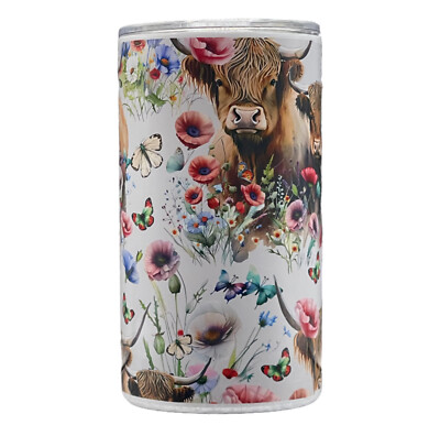 12oz Tumbler~Stainless Steel~Highland Cow~Butterflies~Flowers~Insulated~Handmade