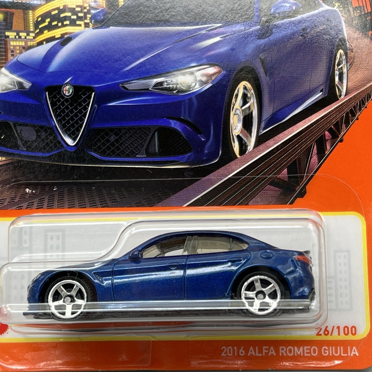 Matchbox 2016 Alfa Romeo Giulia Blue #26/100 Free Shipping Read