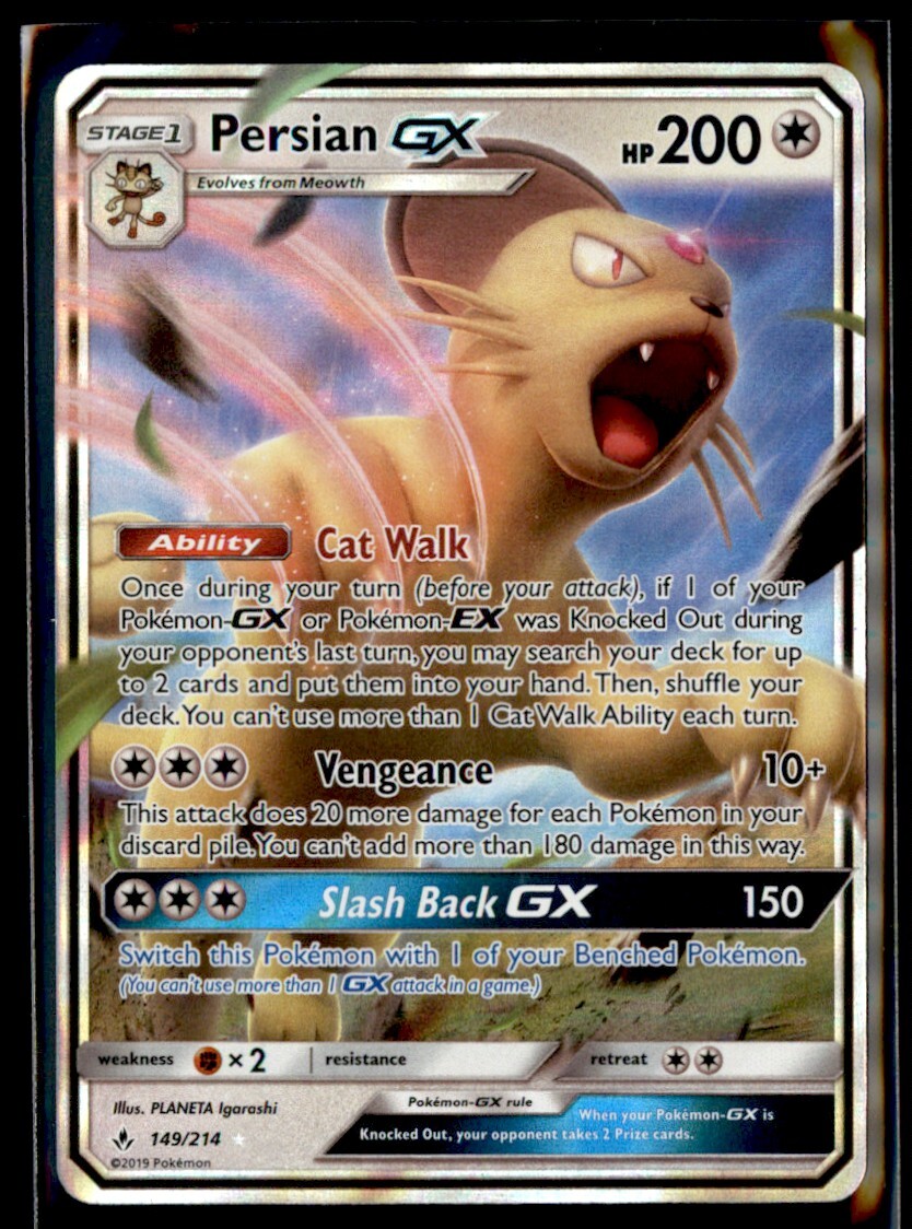 2019 Sun & Moon - Unbroken Bonds Persian-GX Stage 1/Rare Holo GX #149