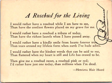 Vintage funeral card poem A Rosebud for the Living by Henrietta Blair Heard