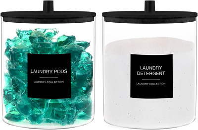 Glass Jars for Laundry Room Organization, Laundry Pods Container with 27 Labe...