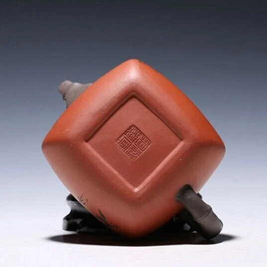 Chinese Tea Pot Bamboo Carved Chinese Character Yixing Zisha Qingshui Clay Pot - Image 3 of 4