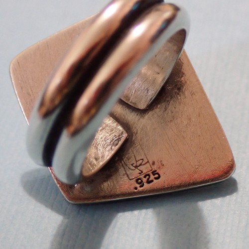 Anillo abstracto geométrico de diseñador talla 8 UR plata de ley 925 17,4 g - Imagen 7 de 10