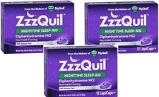 ZZZQuil Nighttime Sleep-Aid LiquiCaps 12ct 3 Pack 