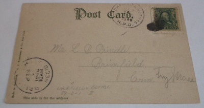 1906 NEW HAVEN RAILROAD LITCHFIELD & BETHEL RPO HANDLED POST CARD NAUGATUCK