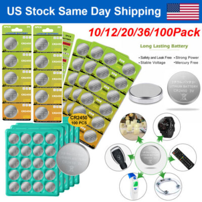 700mAh CR2450 Battery 3V Lithium Coin Button Cell Batteries For Tea Light Remote