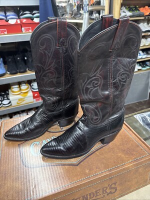 Vintage Dan Post Black Teju Lizard Men 8.5 D Cowboy Western Boots MEX MADE #2110 Vintage Dan Post Black Teju Lizard Men 8.5 D | Mercari main image 3