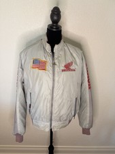 Vintage Honda Motorcycle Racing Jacket Dragon Embroidered USA Flag Large