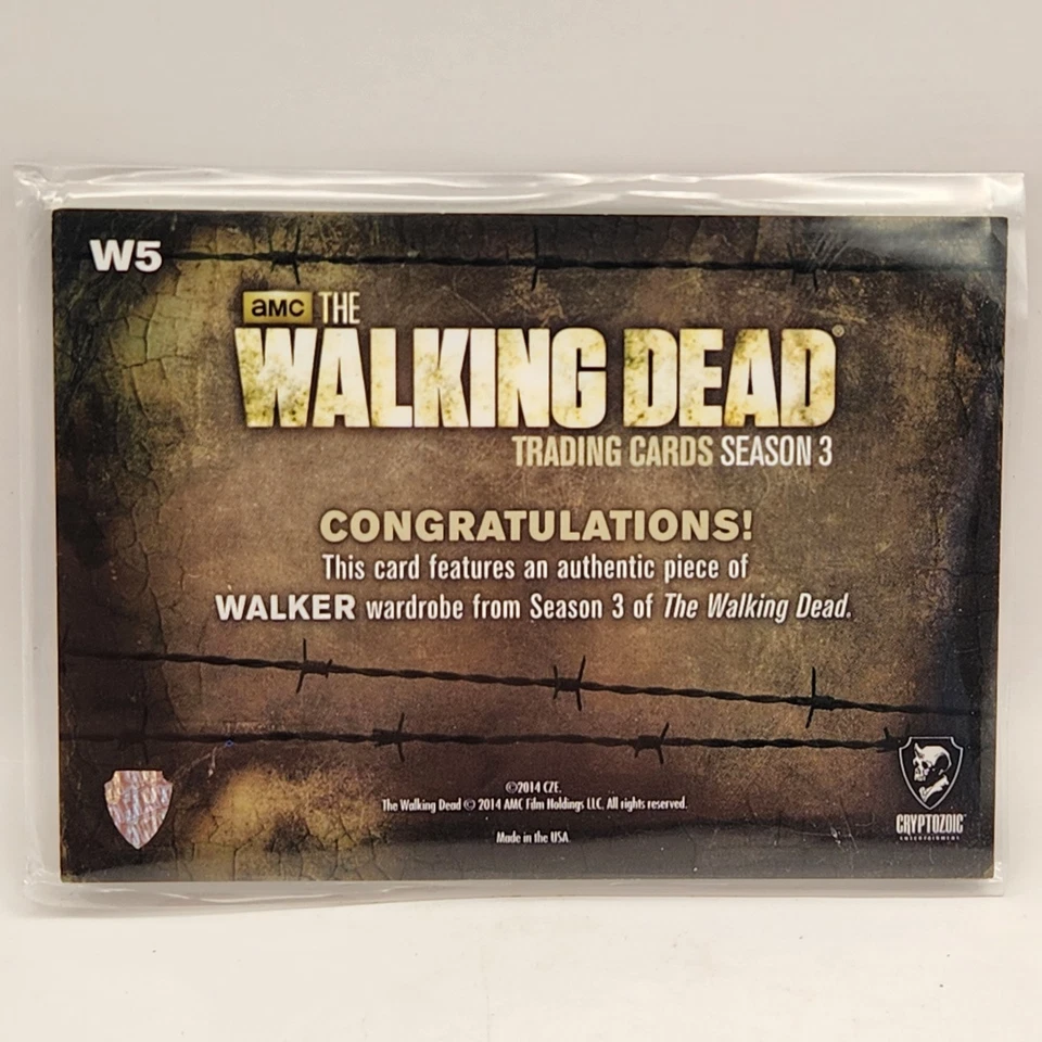 2014 Cryptozoic The Walking Dead Season 3 Part 2 Wardrobe / Costume W5 Walker - Image 2 of 3