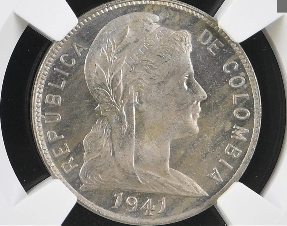 :1941-B 5-CENTAVOS COLOMBIA HEAD RIGHT GEM NGC MS65 UNIQUE RARE R10 1/0 TOP POP - Image 3 of 4