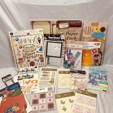 Lot of 17 Scrapbook Craft Supplies Stickers Embellishments Paper and More
